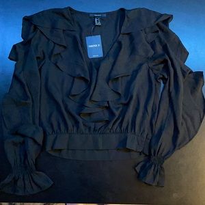 V-NECK FLOW LONG SLEEVE BLOUSE